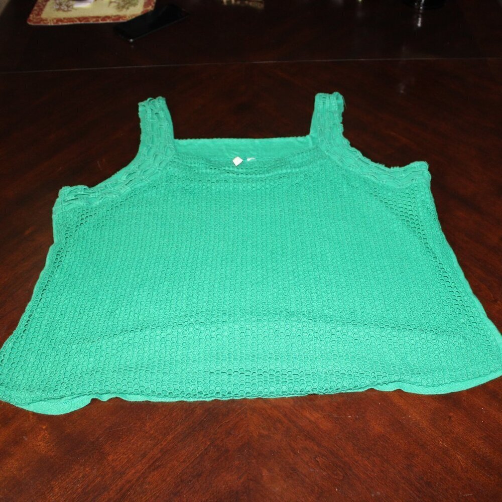 Crochet Trim Green Tank Top | Cato